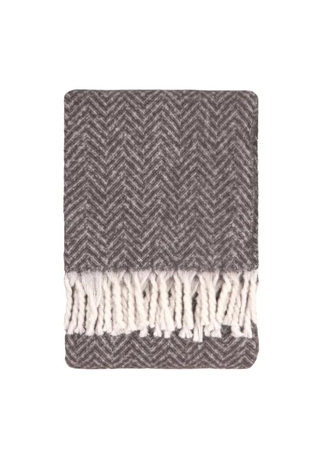 Furn Tweedie 130x180 Brushed Herringbone Throw Charcoal