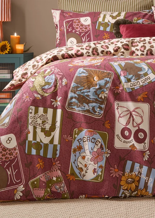 Furn Wild Card Double Reversible Duvet Set Burgundy - Single Image 3
