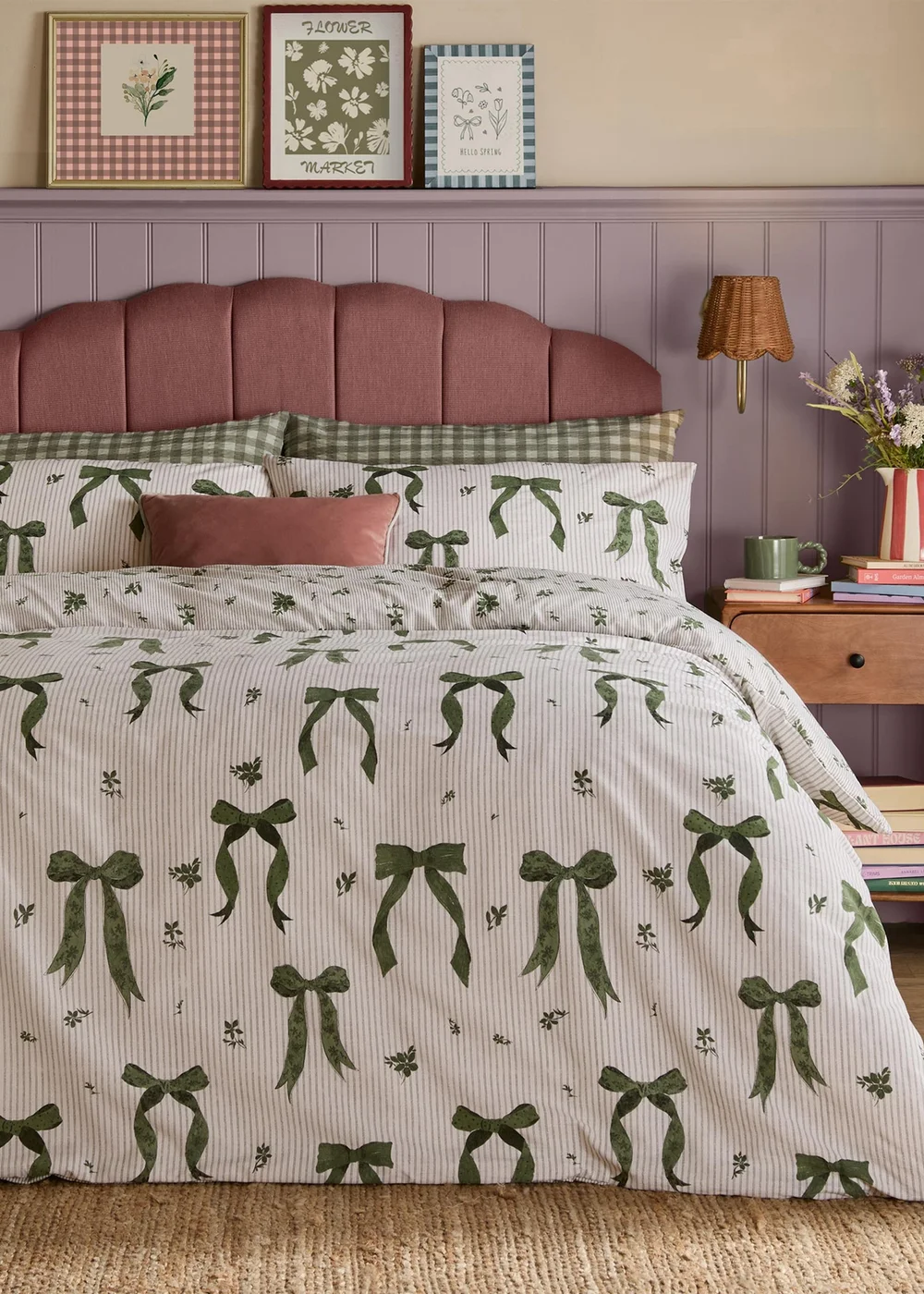 Furn Belle Stripe Double Reversible Duvet Set Evergreen - Single Image 4