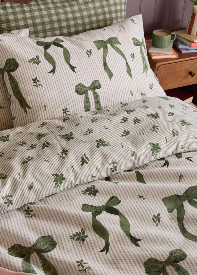 Furn Belle Stripe Double Reversible Duvet Set Evergreen