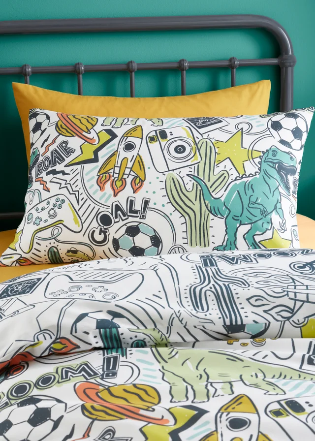 Bedlam Doodle Zoom Kids Reversible Multi Colour Duvet Cover Set