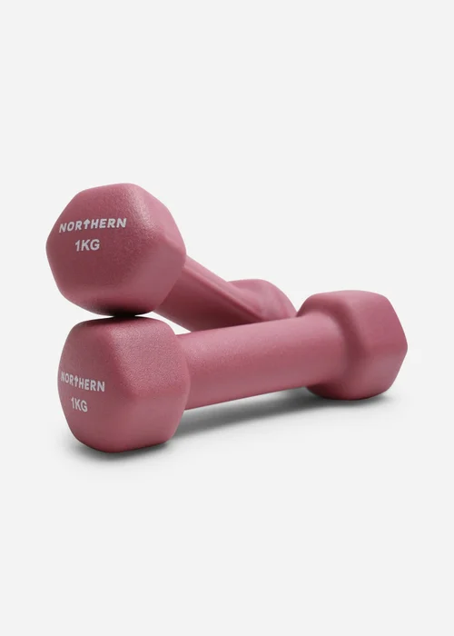 Movement Studio by Northern Dusk Pink Neoprene Hex Dumbbells Pair 2x1KG (16cm x 5cm) - No Size Image 1