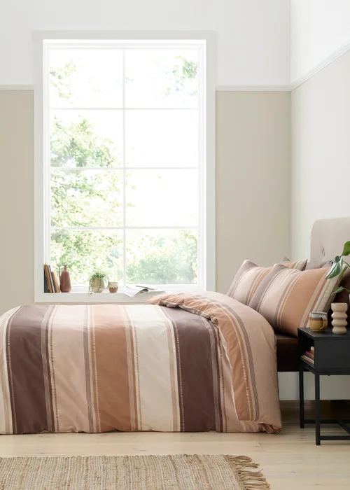 Fusion Betley Reversible Natural Duvet Cover Set - Single Image 1