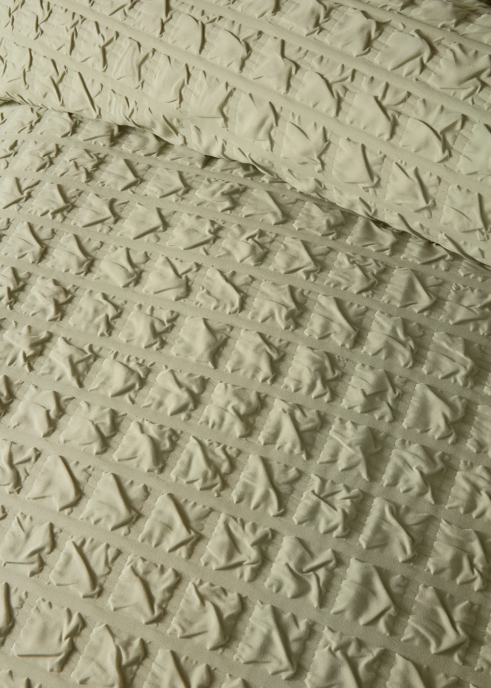 Serene Embossed Grid Textured Green Duvet Cover Set - Single Image 3