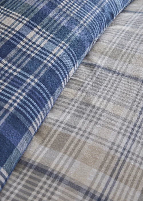 Dreams & Drapes Bennet Check Brushed Navy Duvet Cover Set - Single Image 3