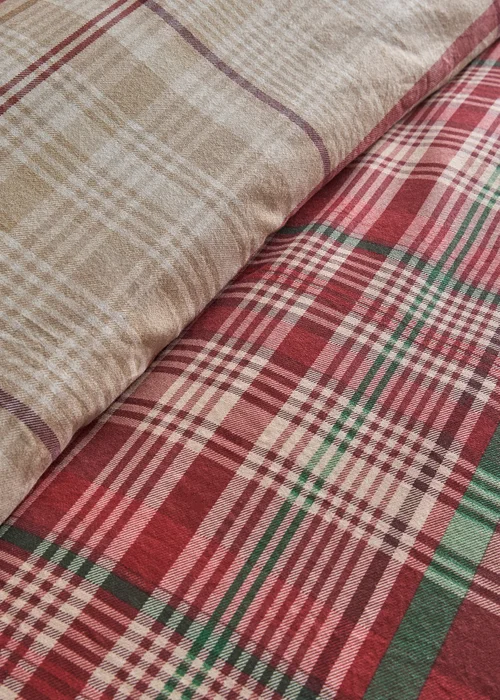 Dreams & Drapes Bennet Check Brushed Red Duvet Cover Set - Super king Image 3