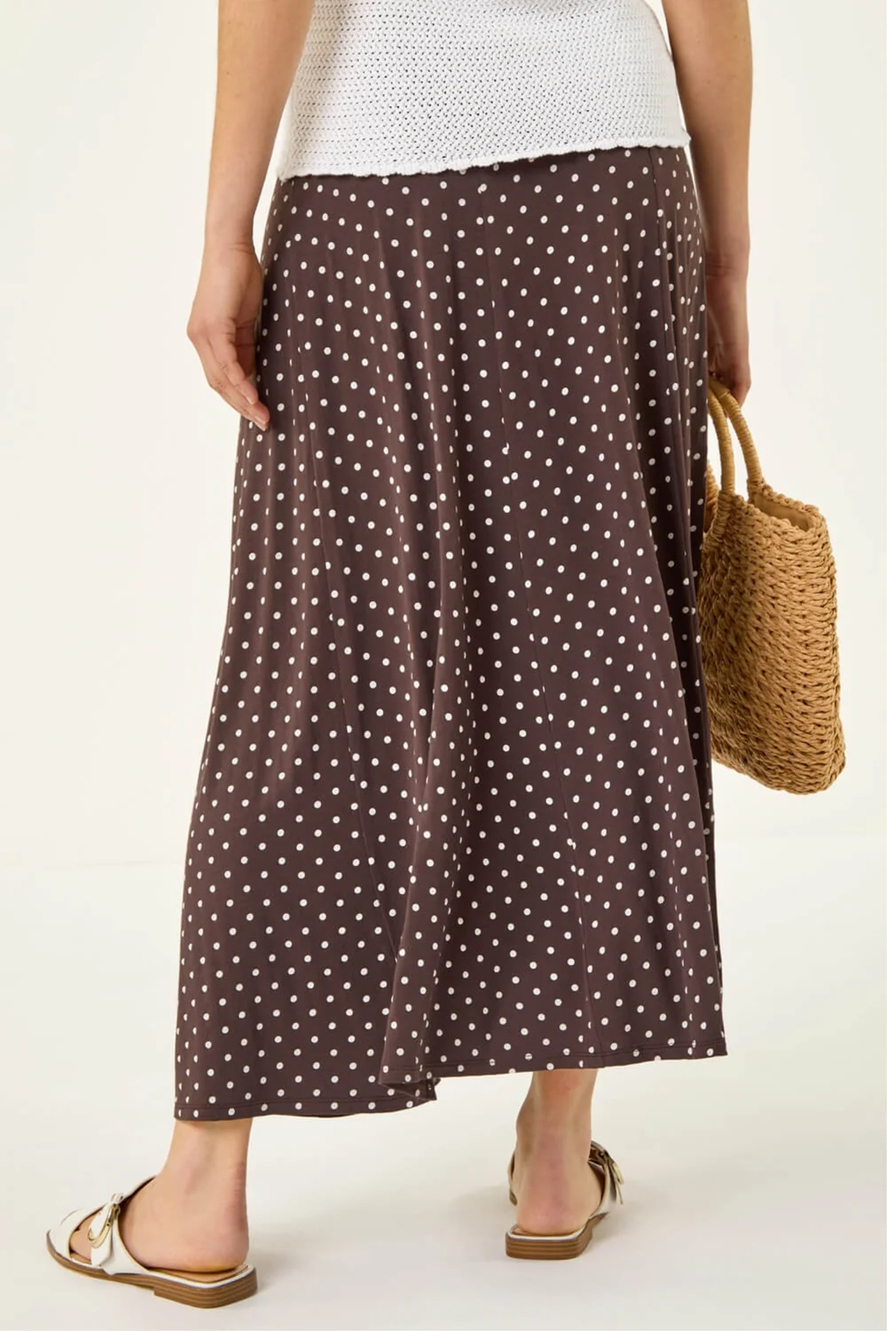 Roman Chocolate Polka Dot Midi Skirt - 10 Image 4