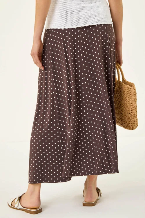 Roman Chocolate Polka Dot Midi Skirt - 10 Image 4
