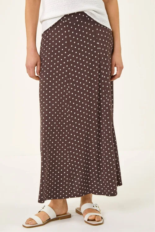 Roman Chocolate Polka Dot Midi Skirt - 10 Image 2