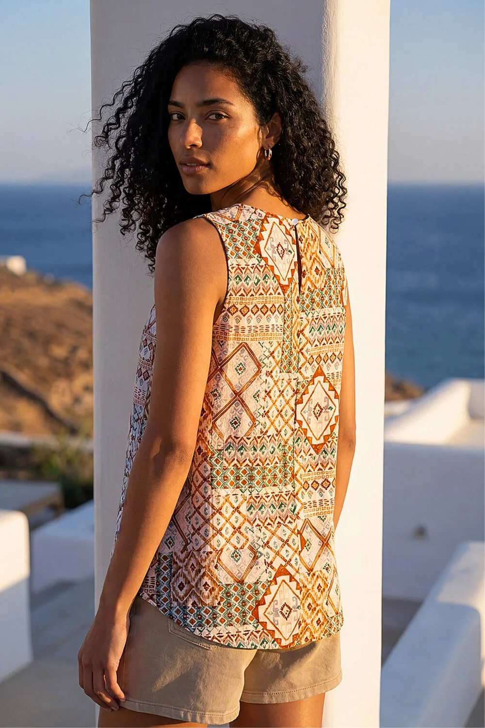 Roman Camel Patchwork Geometric Vest Top - 20 Image 3