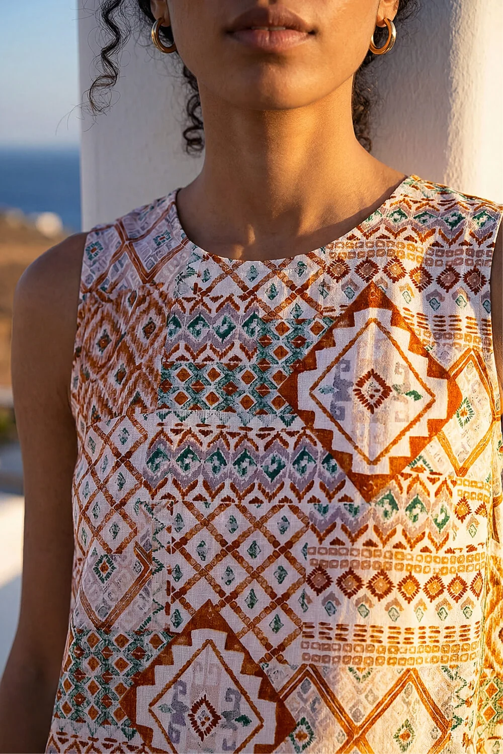 Roman Camel Patchwork Geometric Vest Top - 20 Image 4
