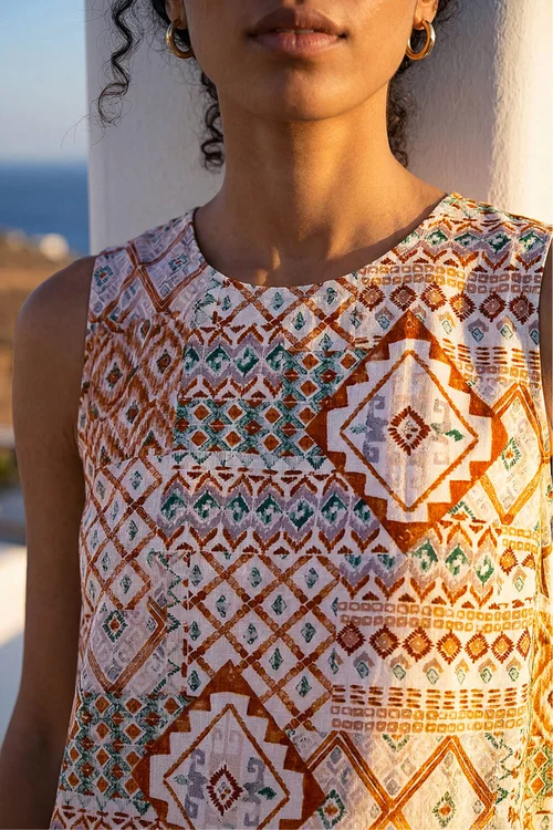 Roman Camel Patchwork Geometric Vest Top - 20 Image 4