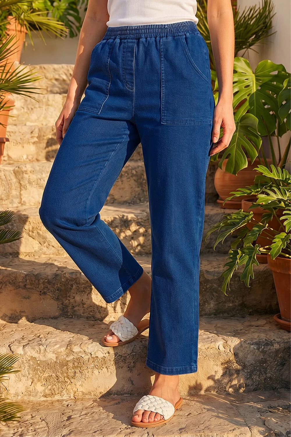 Roman Indigo Petite Stretch Denim Trousers - 8 Image 2