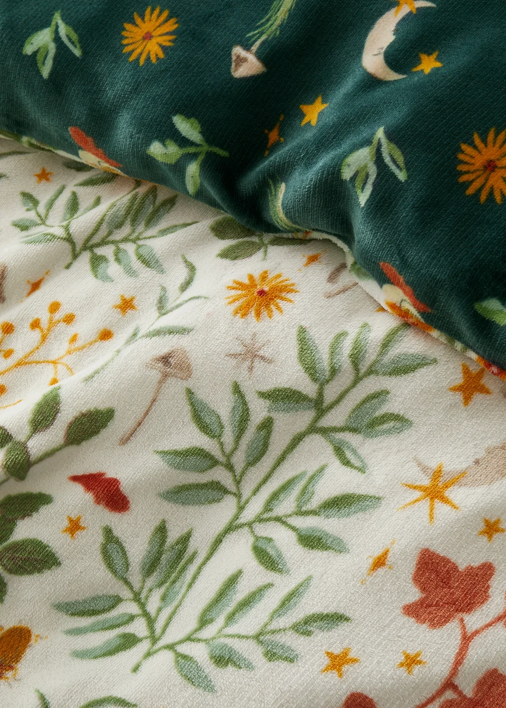 Fusion Botanical Mushrooms Fleece Natural Duvet Cover Set - Single Image 3