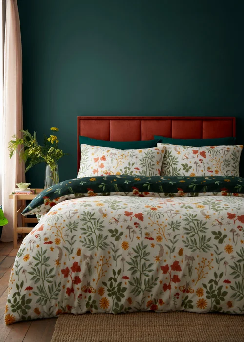 Fusion Botanical Mushrooms Fleece Natural Duvet Cover Set - Single Image 1