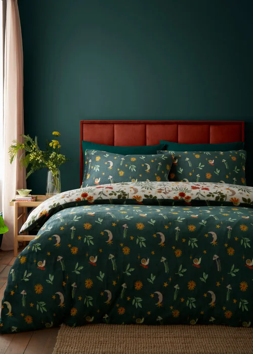 Fusion Botanical Mushrooms Fleece Natural Duvet Cover Set - Single Image 4