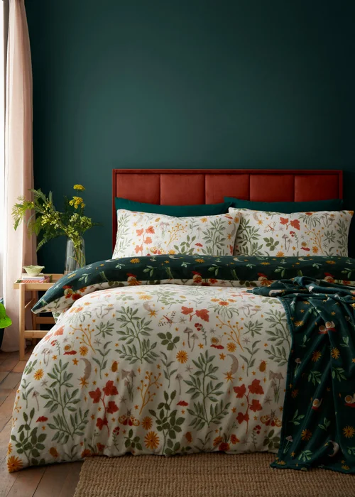 Fusion Botanical Mushrooms Fleece Natural Duvet Cover Set - Single Image 5