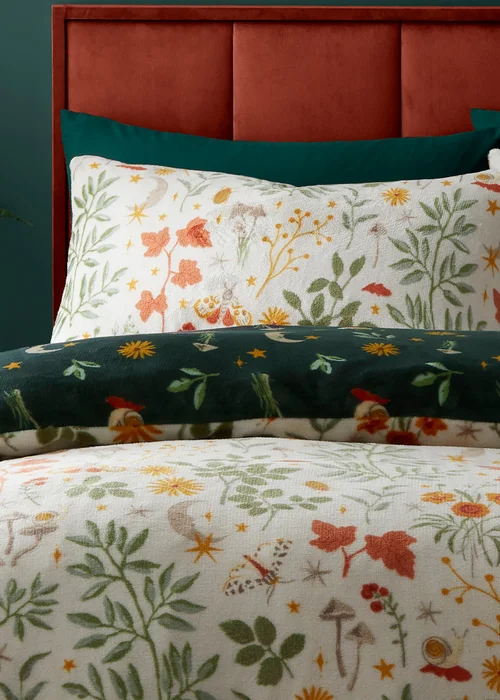 Fusion Botanical Mushrooms Fleece Natural Duvet Cover Set - Single Image 2