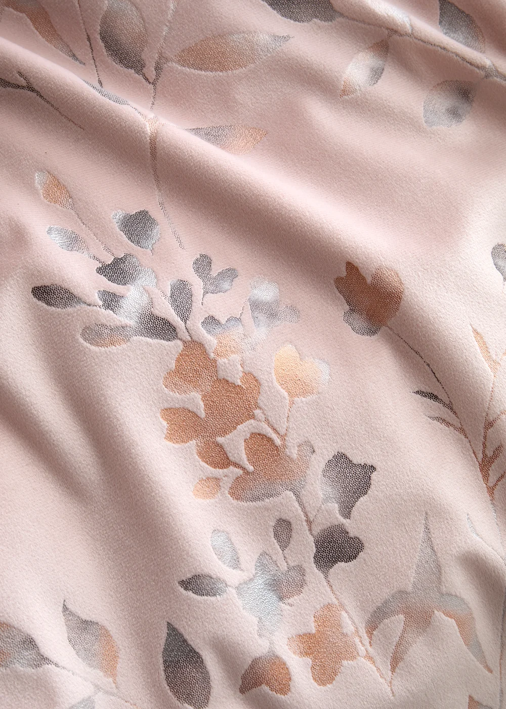 Soiree Metallic Leaf Velvet Pink Duvet Cover Set - Double Image 3