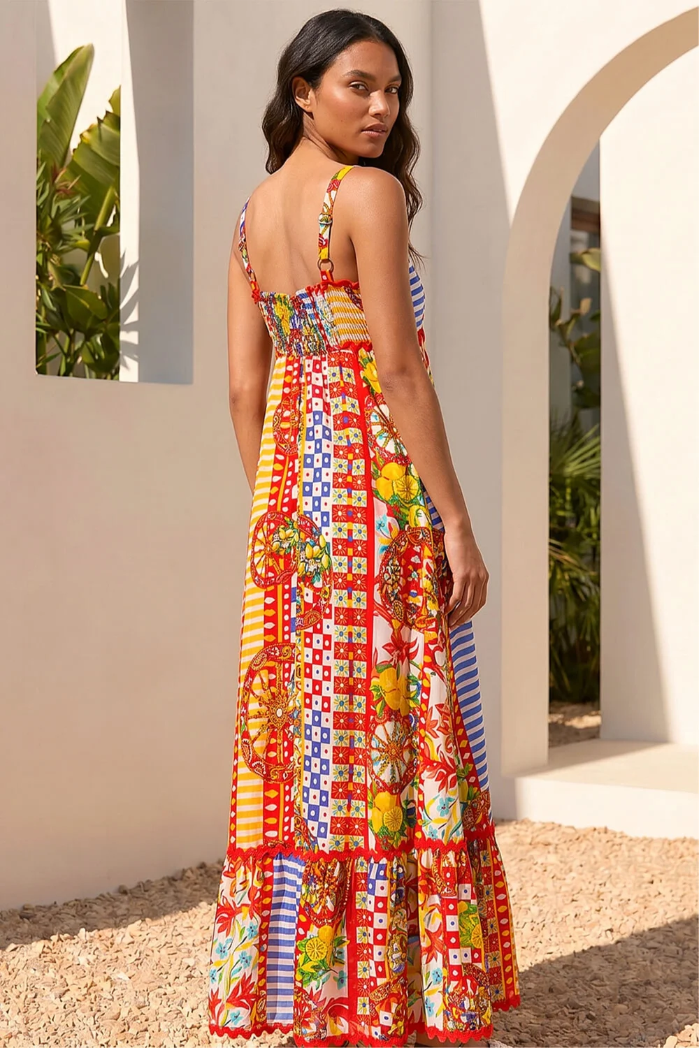 Roman Red Patchwork Ric Rac Maxi Dress - 16 Image 3