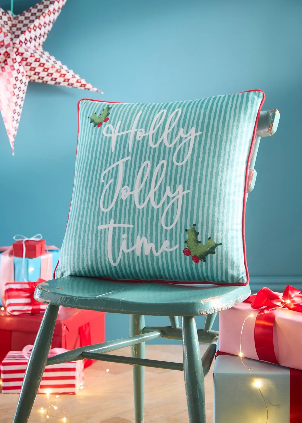 Fusion Christmas Vintage Frames Velvet Red Filled Cushion - 43W X 43D Image 2