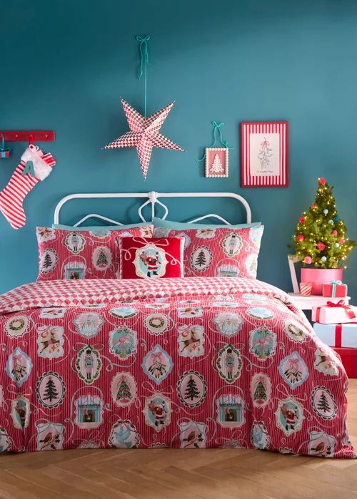 Fusion Christmas Vintage Frames Velvet Red Filled Cushion - 43W X 43D Image 5