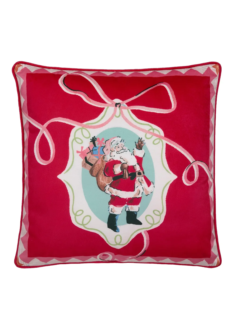 Fusion Christmas Vintage Frames Velvet Red Filled Cushion - 43W X 43D Image 3