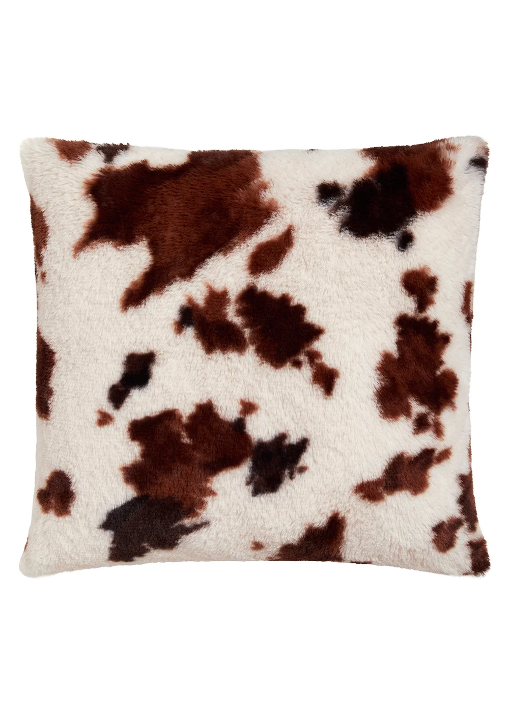 Fusion Cow Print Faux Fur Reversible Natural Filled Cushion - 43W X 43D Image 2