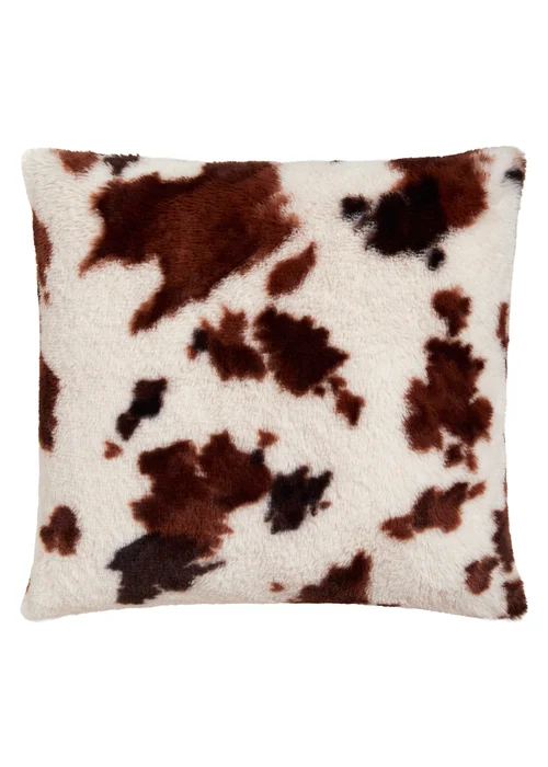 Fusion Cow Print Faux Fur Reversible Natural Filled Cushion - 43W X 43D Image 2