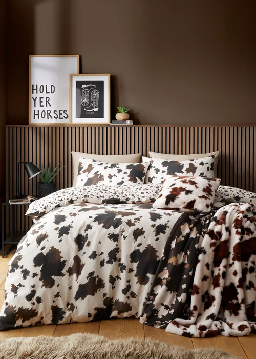 Fusion Cow Print Faux Fur Reversible Natural Filled Cushion - 43W X 43D Image 3