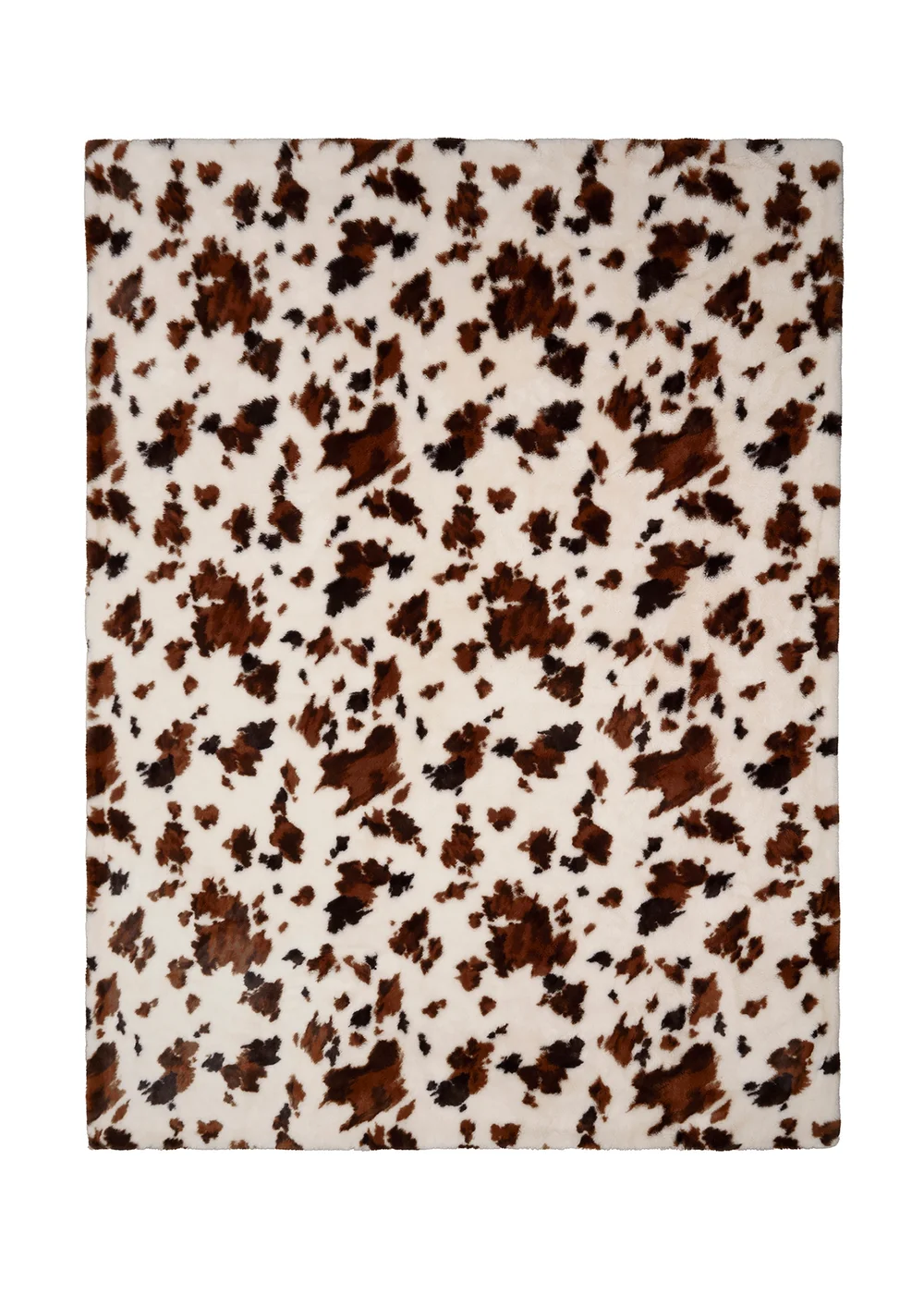 Fusion Cow Print Faux Fur Reversible Natural Bedspread - One Size Image 2
