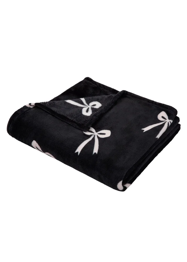 Fusion Bows Fleece Black Throw