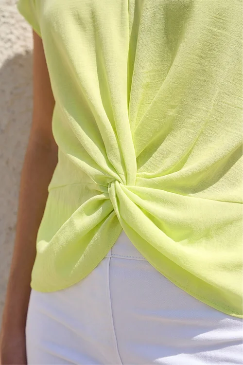 Roman Yellow Petite Twist Hem Top - 16 Image 4