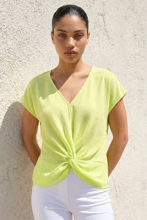 Roman Yellow Petite Twist Hem Top - 16 Image 1