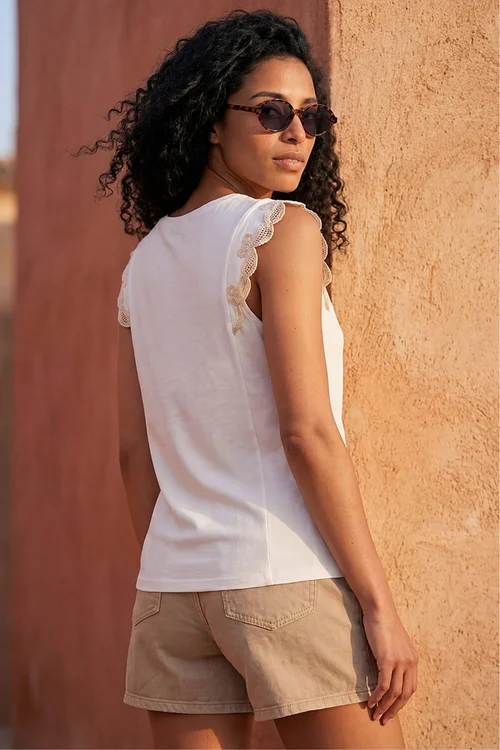 Roman Ivory Embroidered Frill Top - 20 Image 3
