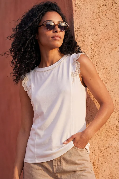 Roman Ivory Embroidered Frill Top - 20 Image 2