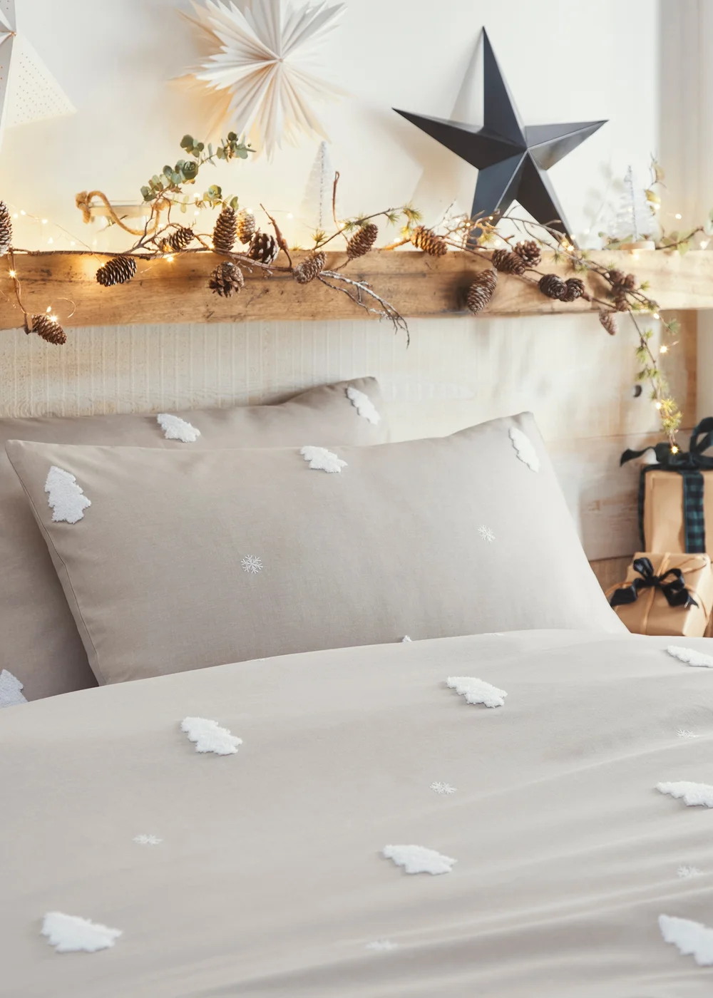 Appletree Tufted Trees Textured Natural Duvet Cover Set - Single Image 2