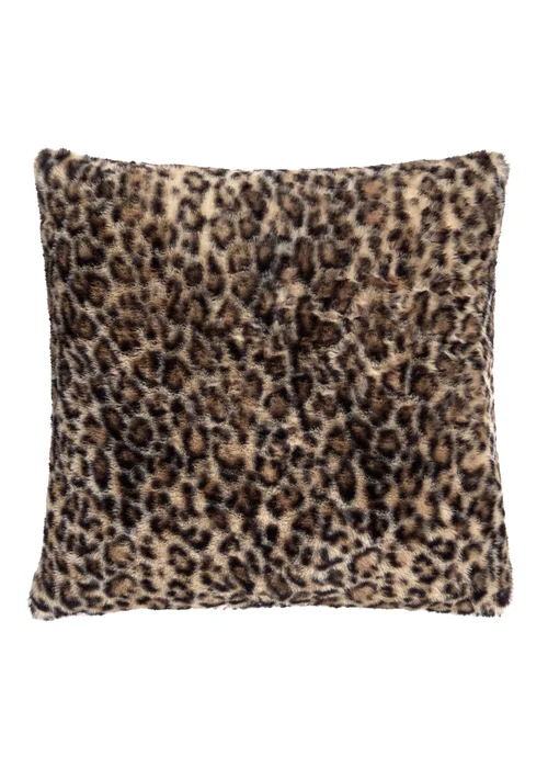 Fusion Leopard Faux Fur Reversible Natural Filled Cushion - 43W X 43D Image 2