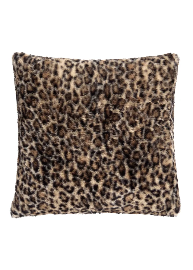 Fusion Leopard Faux Fur Reversible Natural Filled Cushion