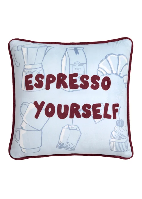 Fusion Coffee Club Super Soft Blue Filled Cushion - 43W X 43D Image 4