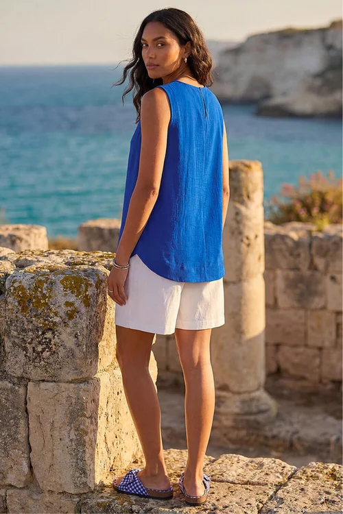 Roman Royal Blue Curved Hem Vest Top - 14 Image 3