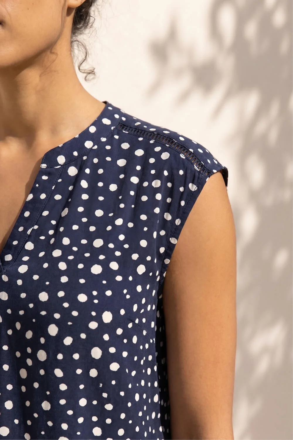 Roman Navy Polka Dot Print Stretch Top - 20 Image 4