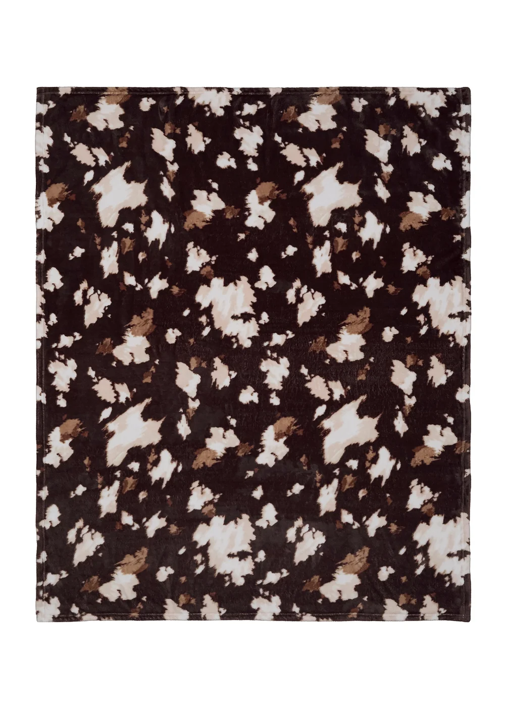 Fusion Cow Print Fleece Super Soft Chocolate Throw - 120 X 150 Image 2