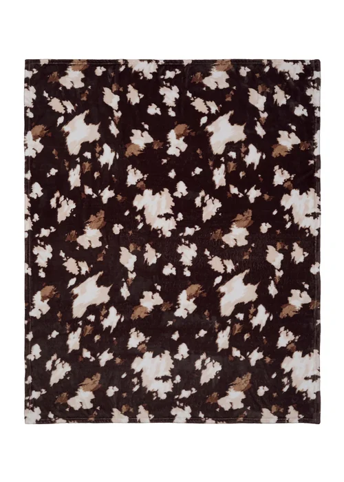 Fusion Cow Print Fleece Super Soft Chocolate Throw - 120 X 150 Image 2