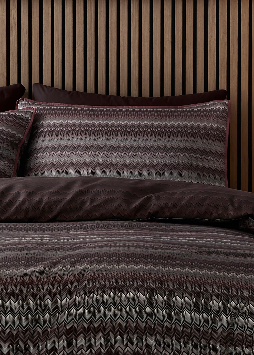 Appletree Chevron Stripe Reversible Chocolate Duvet Cover Set - Double Image 2