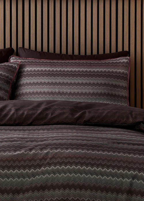 Appletree Chevron Stripe Reversible Chocolate Duvet Cover Set - Double Image 2