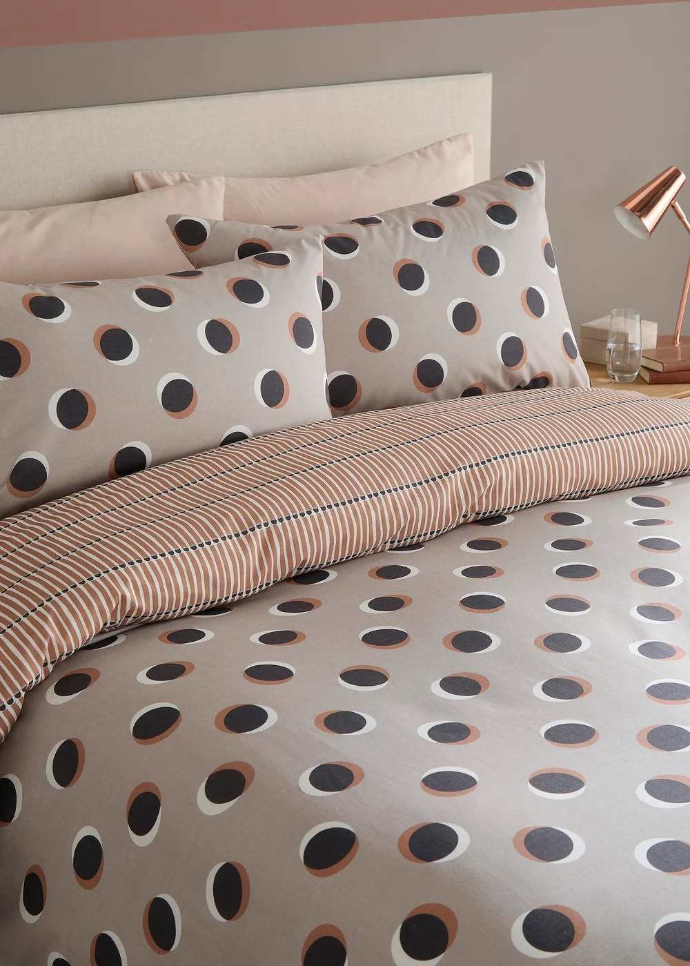 Fusion Polka Spot Reversible Natural Duvet Cover Set - Single Image 2