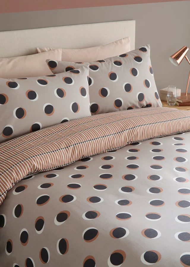 Fusion Polka Spot Reversible Natural Duvet Cover Set