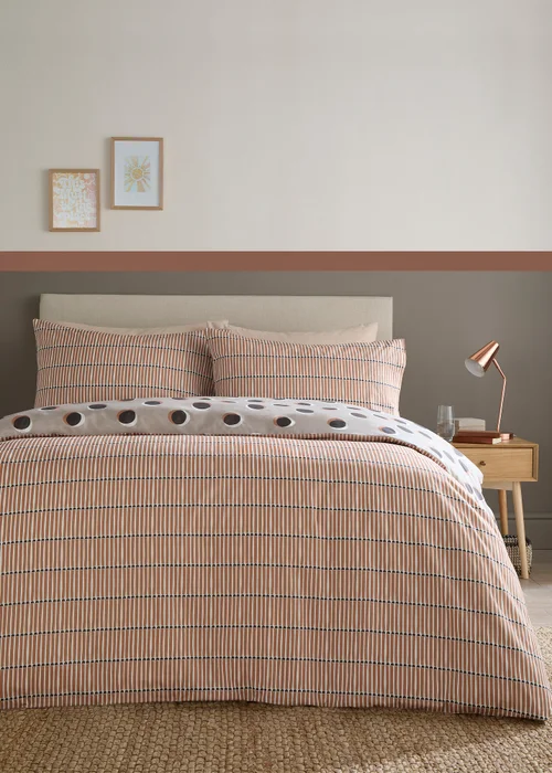 Fusion Polka Spot Reversible Natural Duvet Cover Set - Single Image 4