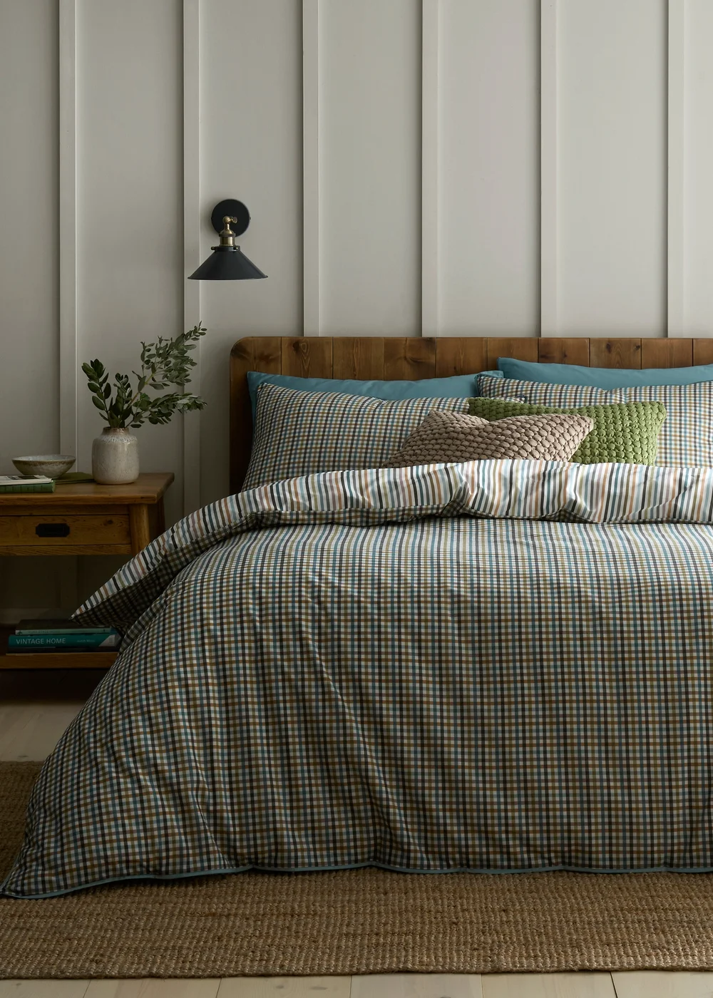 Appletree Micro Check Reversible Green Duvet Cover Set - Double Image 5